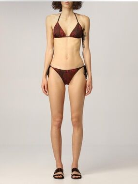 Authentic Roberto Cavalli Red Python Bikini Set S NWOT